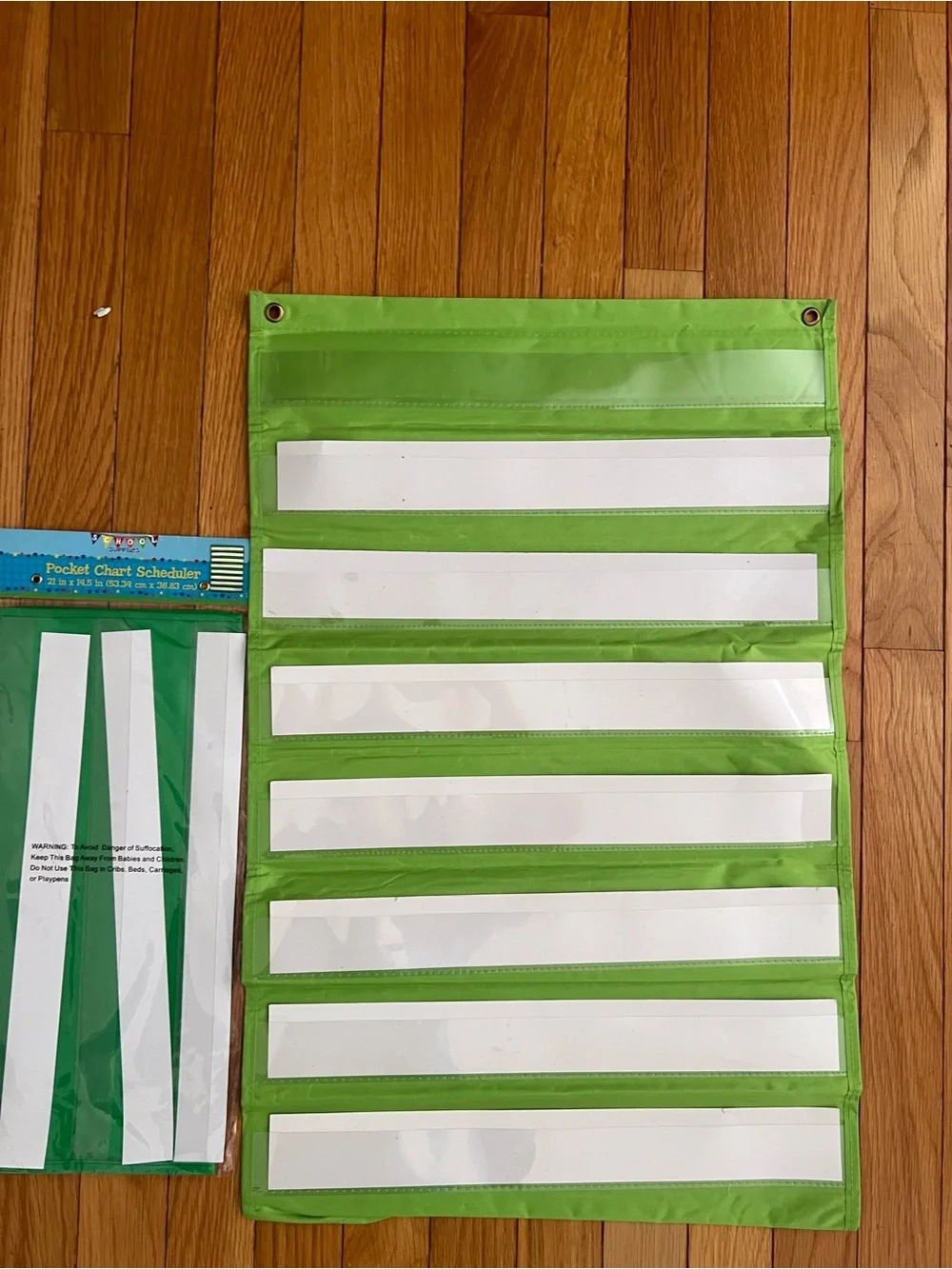 Green Pocket Chart Organizer for Classroom and Home/ set of 2